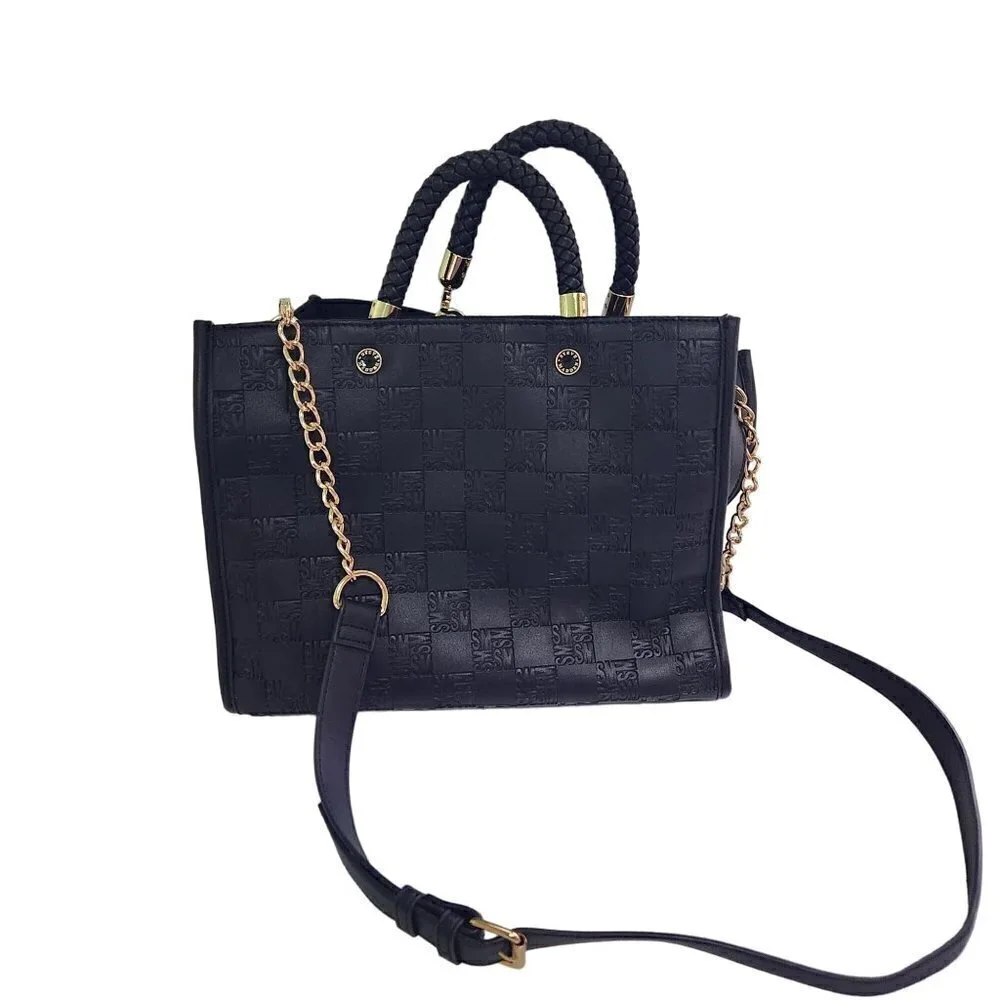 Steve Madden Bjeanne Black Faux Leather Tote Bag